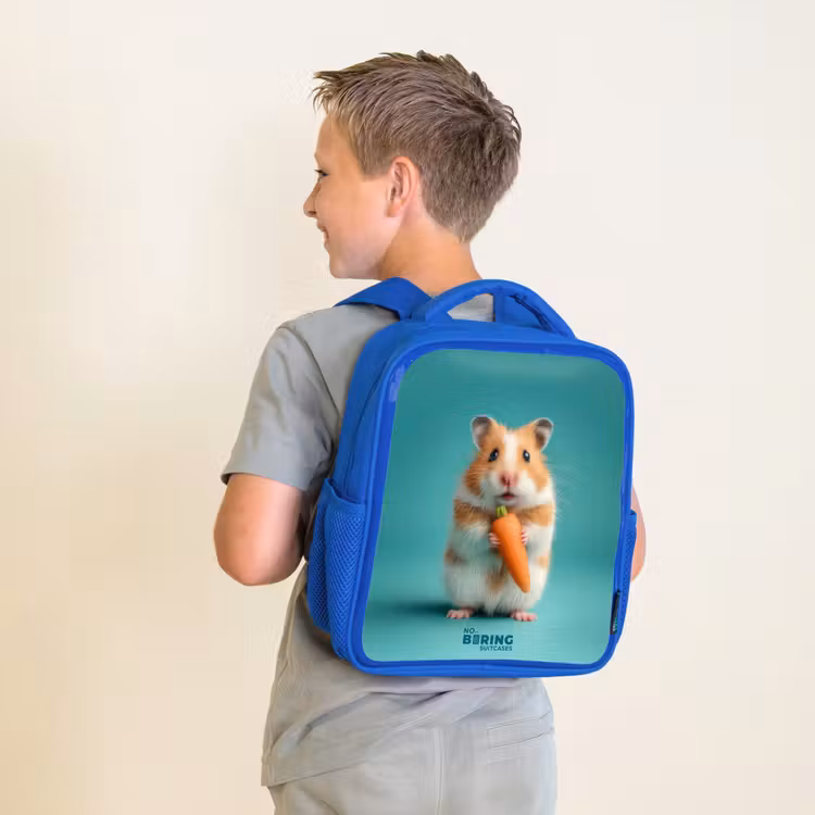 Sac à dos enfant avec nom - Bleu - Hamster - Carotte - Animal — 2