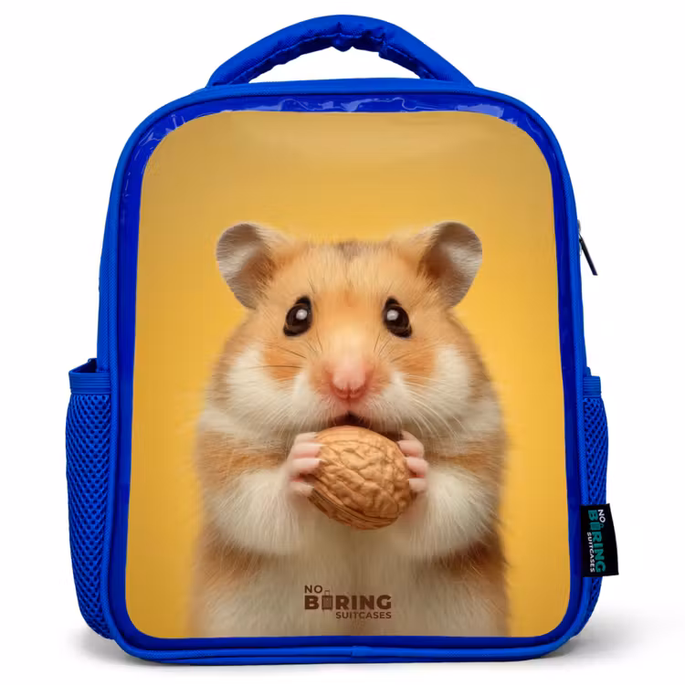 Sac à dos enfant avec nom - Bleu - Hamster - Noyer - Animal — 1