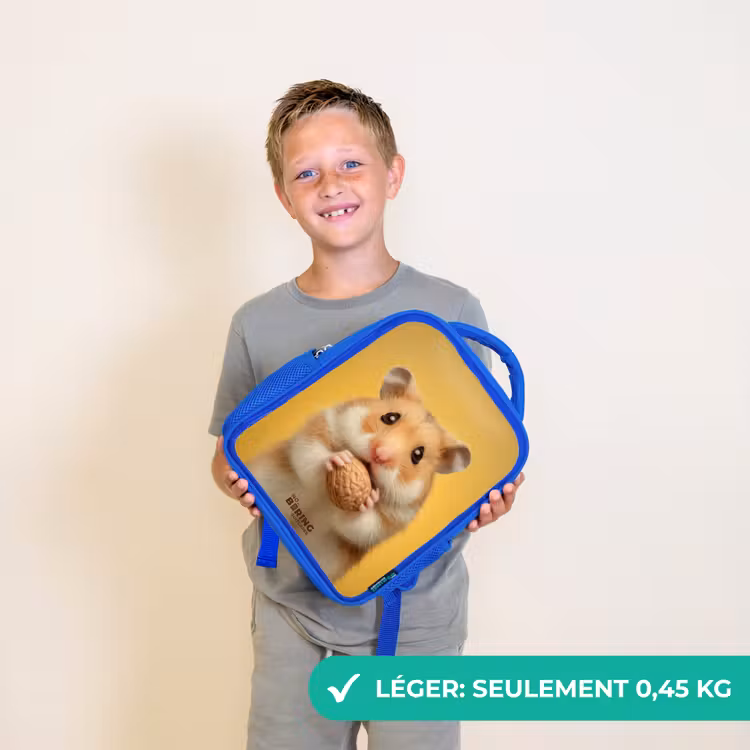 Sac à dos enfant avec nom - Bleu - Hamster - Noyer - Animal — 3