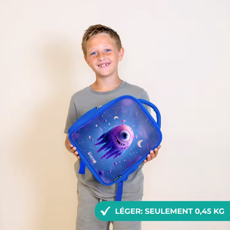 Sac à dos enfant avec nom - Bleu - Joyeuse paire d'yeux dans l'espace — 3