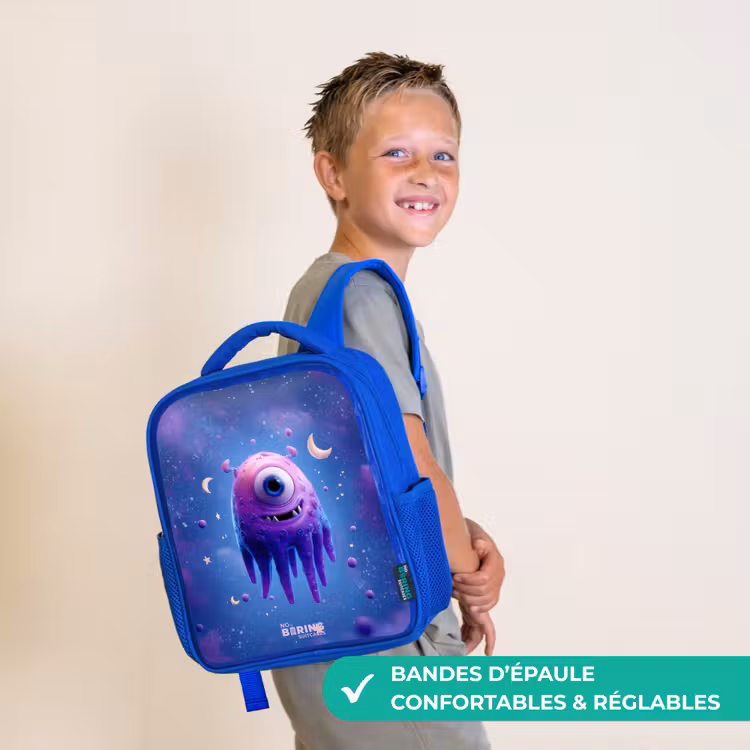 Sac à dos enfant avec nom - Bleu - Joyeuse paire d'yeux dans l'espace — 4