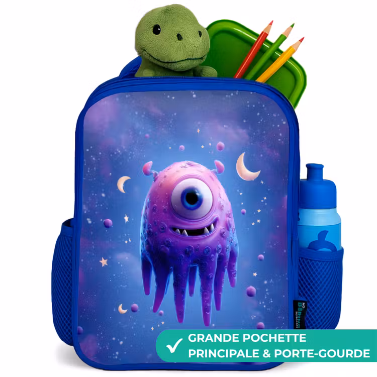 Sac à dos enfant avec nom - Bleu - Joyeuse paire d'yeux dans l'espace — 5