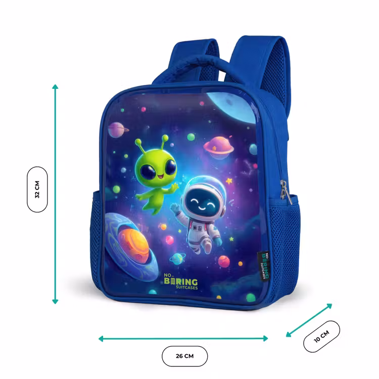 Sac à dos enfant avec nom - Bleu - Joyeuse rencontre dans l'espace — 6