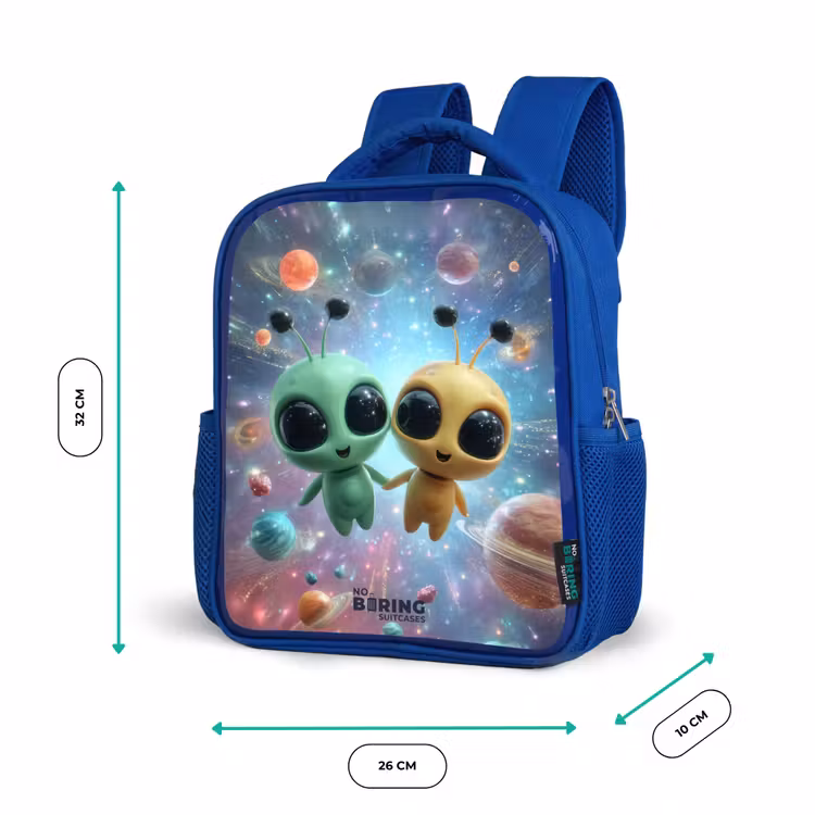 Sac à dos enfant avec nom - Bleu - Joyeux amis extraterrestres — 6