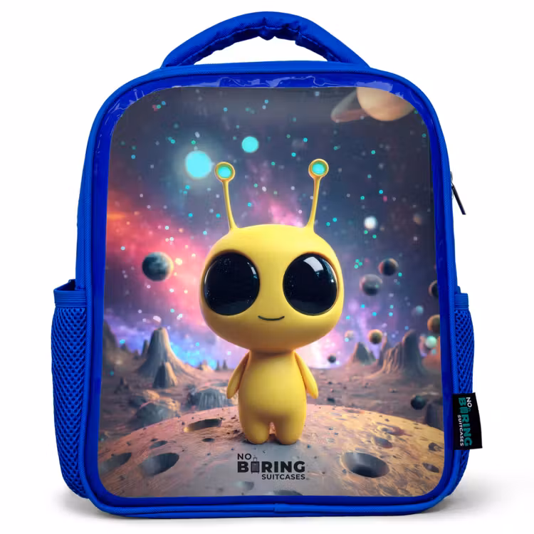 Sac à dos enfant avec nom - Bleu - Joyeux petit alien — 1