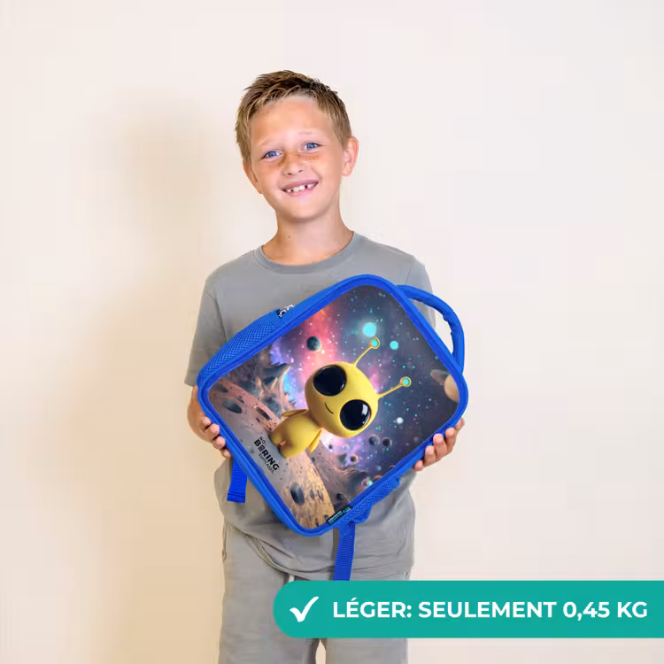Sac à dos enfant avec nom - Bleu - Joyeux petit alien — 3