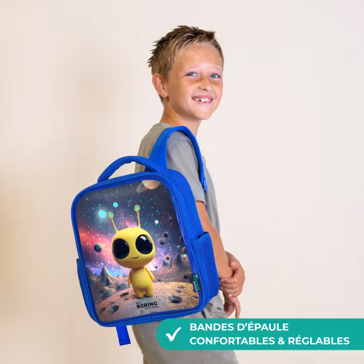 Sac à dos enfant avec nom - Bleu - Joyeux petit alien — 4