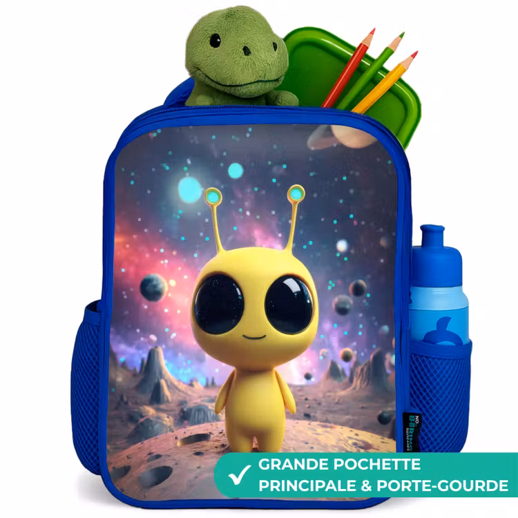 Sac à dos enfant avec nom - Bleu - Joyeux petit alien — 5