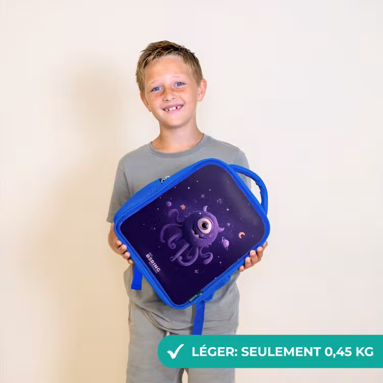 Sac à dos enfant avec nom - Bleu - Monstre cosmique à tentacules — 3
