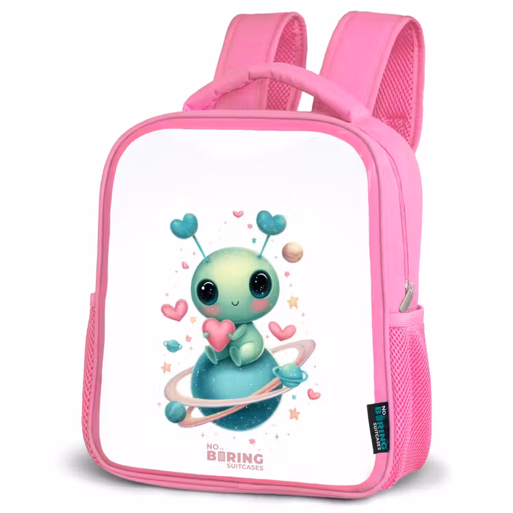 Sac à dos enfant avec nom - Rose - Doux petit extraterrestre avec du cœur — 4
