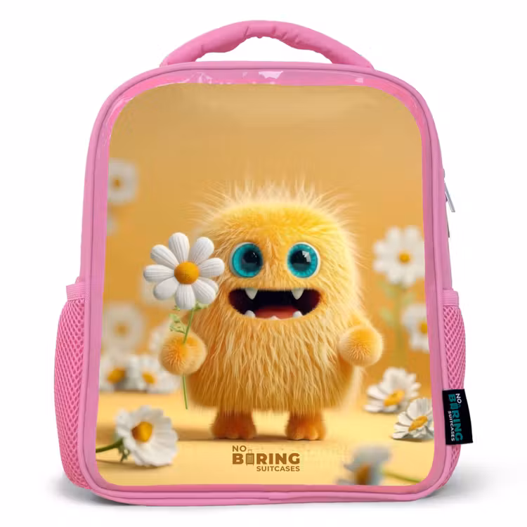 Sac à dos enfant avec nom - Rose - Monstre - Créature - Fleur - Jaune — 1