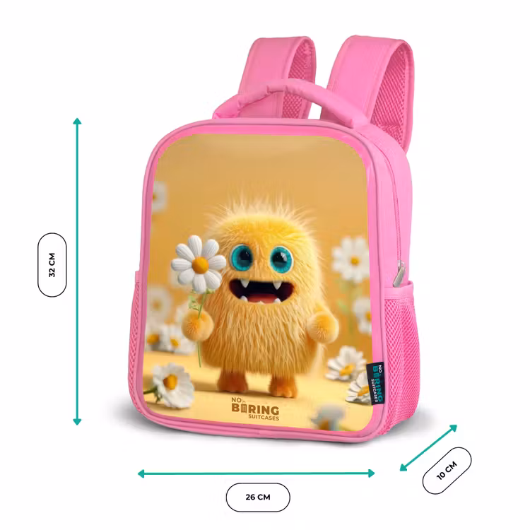 Sac à dos enfant avec nom - Rose - Monstre - Créature - Fleur - Jaune — 3