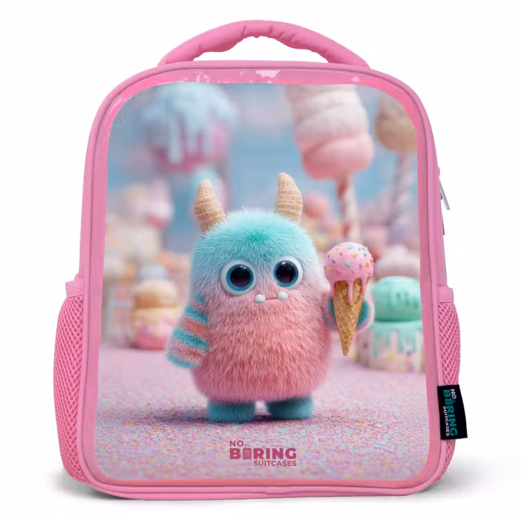 Sac à dos enfant avec nom - Rose - Sweet Monster Candy Adventure — 1