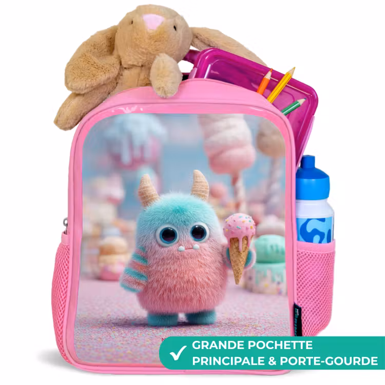Sac à dos enfant avec nom - Rose - Sweet Monster Candy Adventure — 2