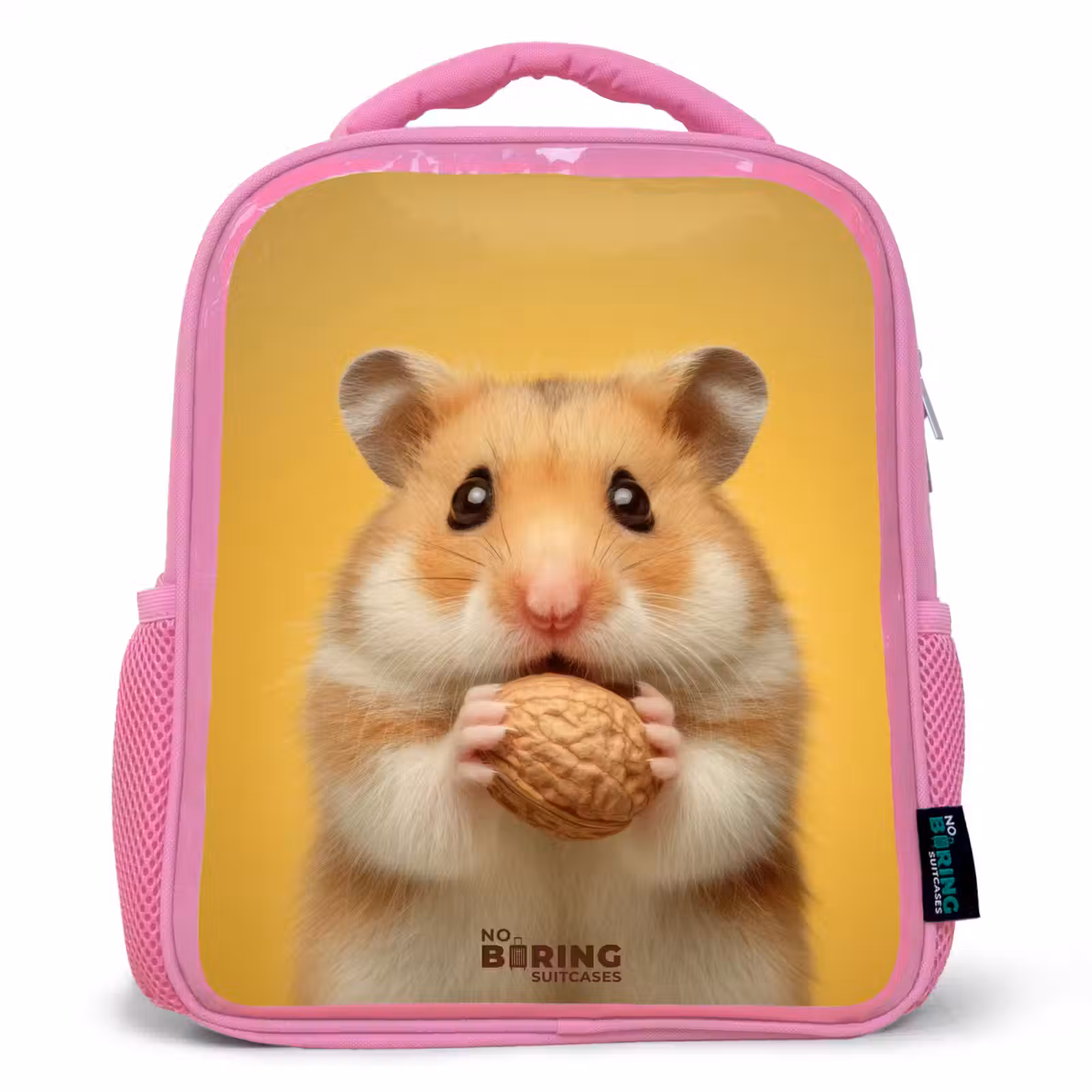 Sac à dos enfant avec nom - Rose - Hamster - Noyer - Animal — 1