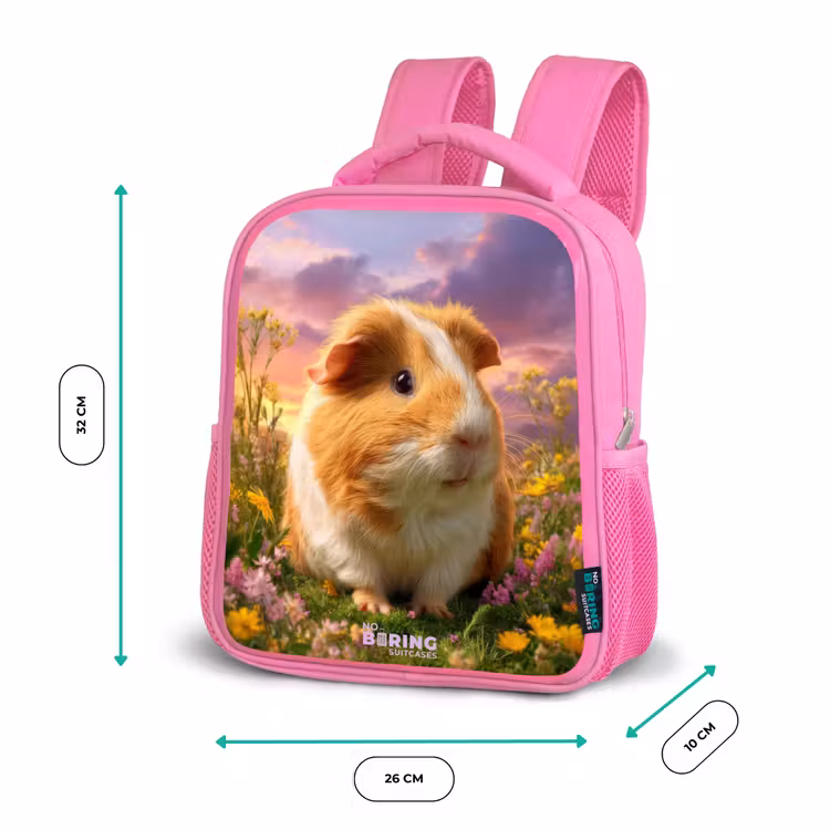 Sac à dos enfant avec nom - Rose - Cochon d'Inde - Nature - Animal — 3