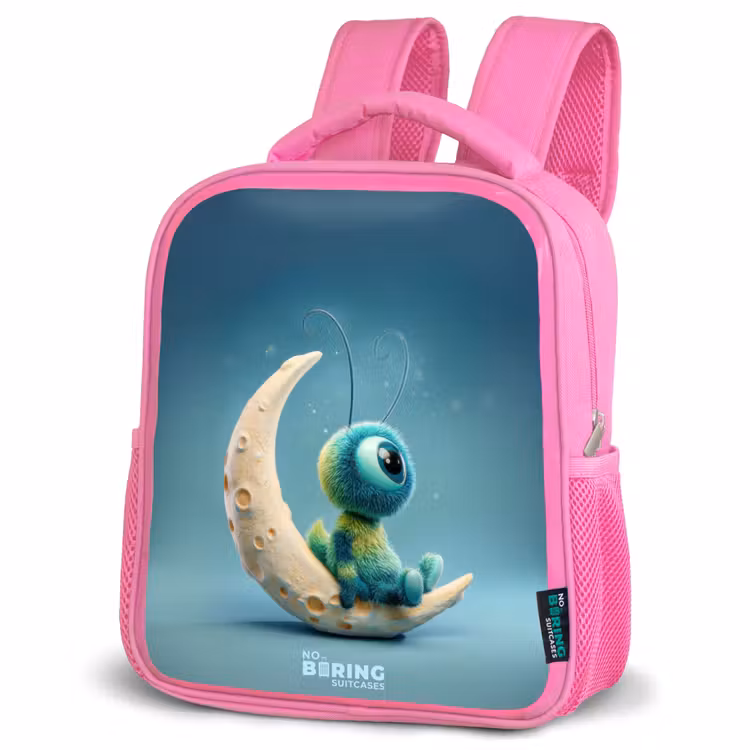 Sac à dos enfant avec nom - Rose - Créature rêveuse sur la lune — 4
