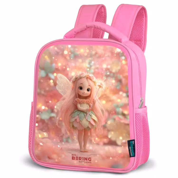 Sac à dos enfant avec nom - Rose - Fée des fleurs dans un monde de conte de fées rose — 4