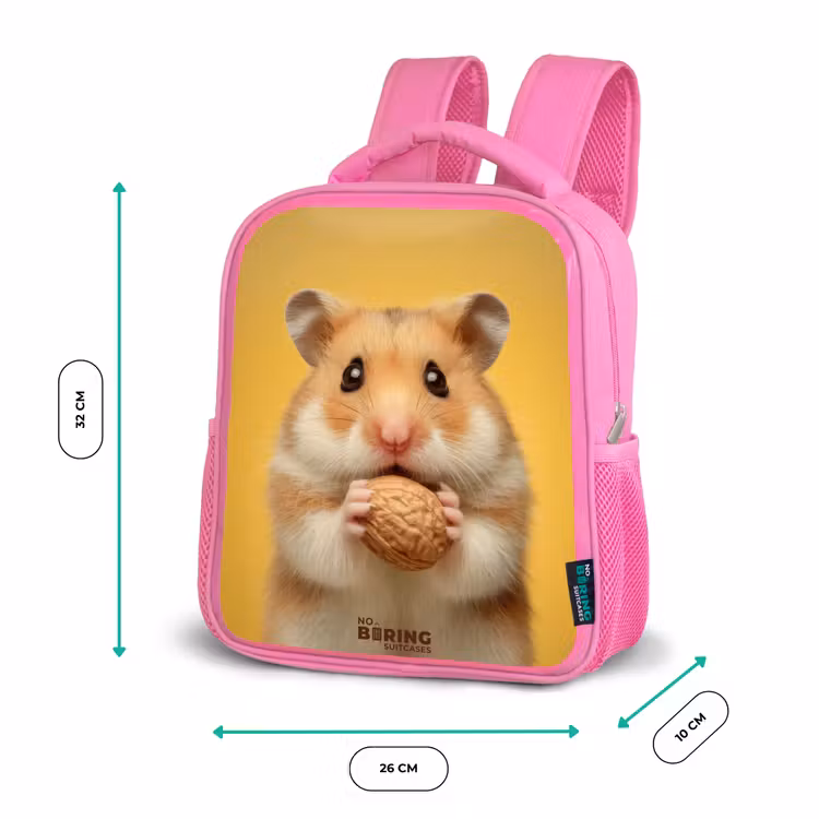 Sac à dos enfant avec nom - Rose - Hamster - Noyer - Animal — 3