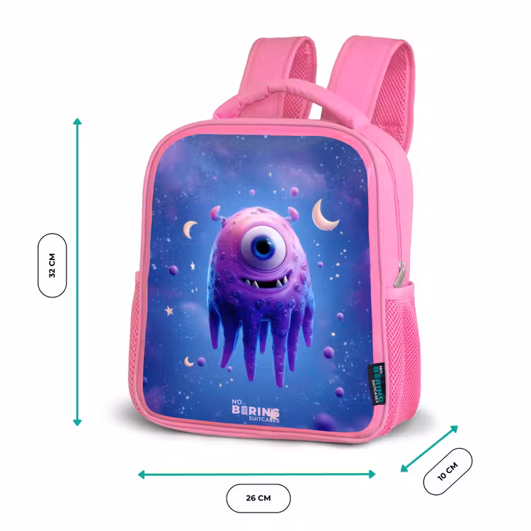Sac à dos enfant avec nom - Rose - Joyeuse paire d'yeux dans l'espace — 3