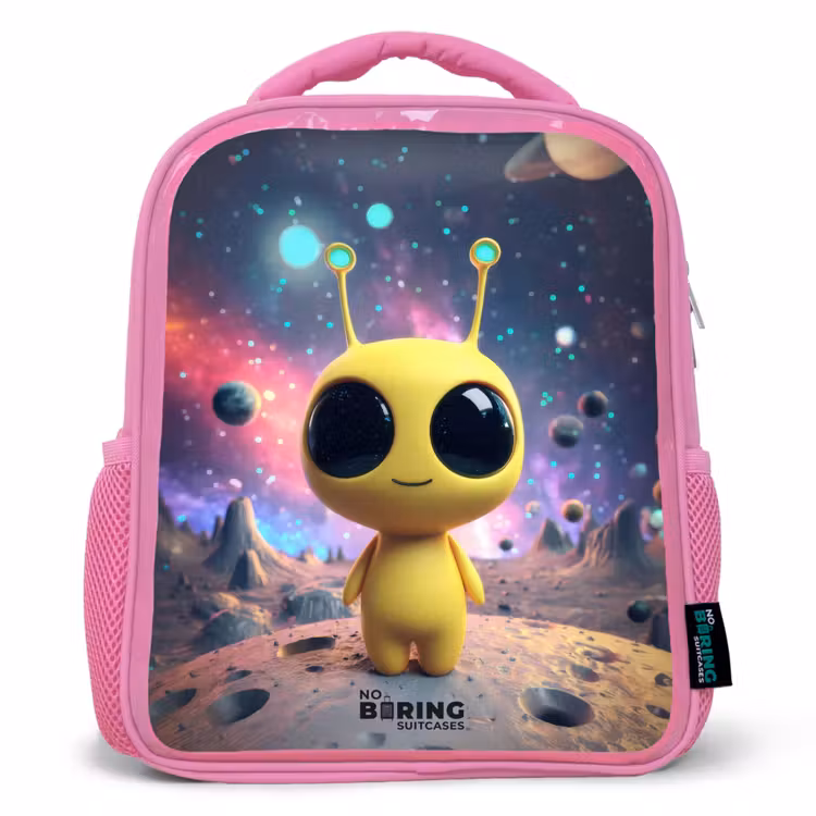 Sac à dos enfant avec nom - Rose - Joyeux petit alien — 1