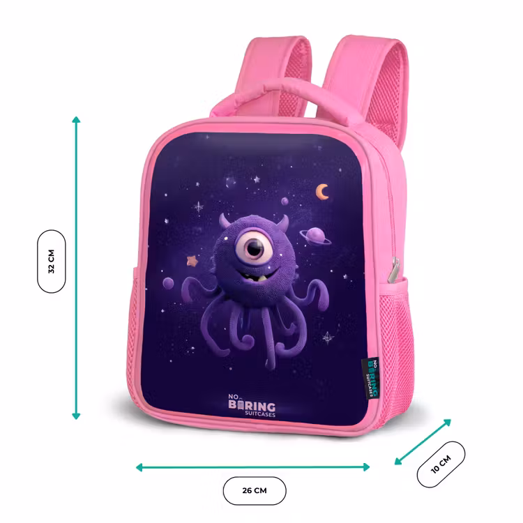 Sac à dos enfant avec nom - Rose - Monstre cosmique à tentacules — 3