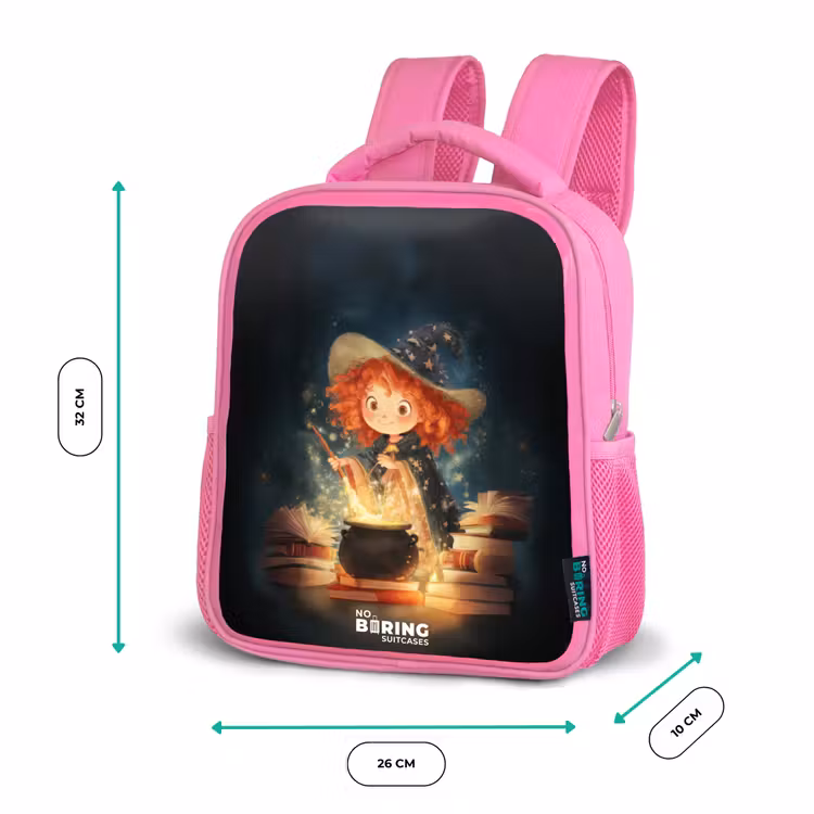 Sac à dos enfant avec nom - Rose - Sorcière avec potion étincelante — 3