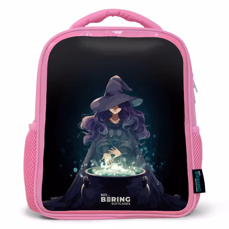 Sac à dos enfant avec nom - Rose - Sorcière - Chaudron - Magie — 1