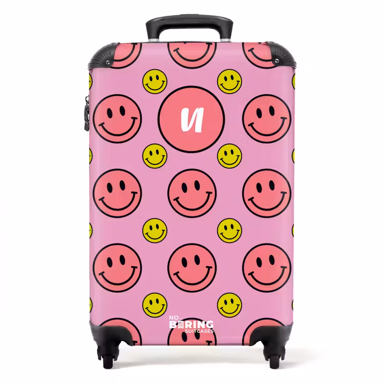 Valise avec nom - Tout sourire rose — 1
