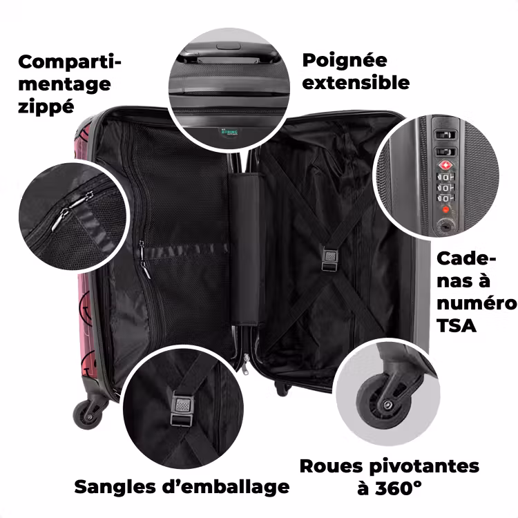 Valise avec nom - Tout sourire rose — 3