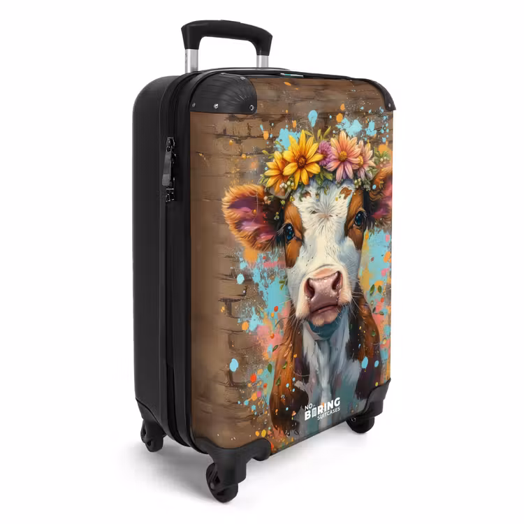 Valise - Vache graffiti avec fleurs colorées — 2