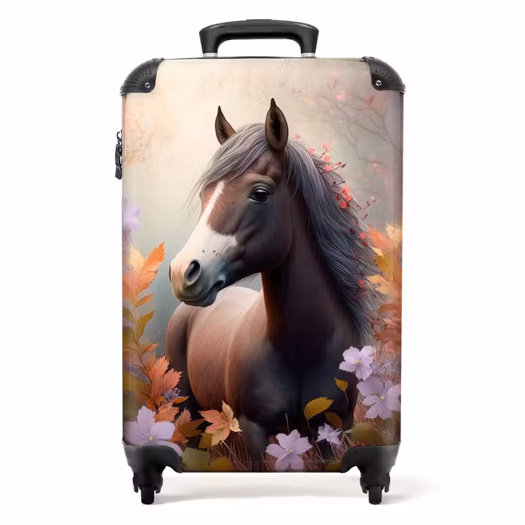 Valise - Valise - Cheval - Fleurs - Nature - Violet - Animaux — 1