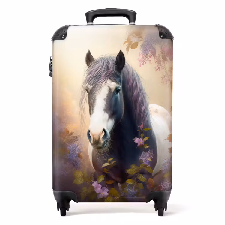 Valise - Valise - Cheval - Nature - Animaux - Fleurs - Violet — 1