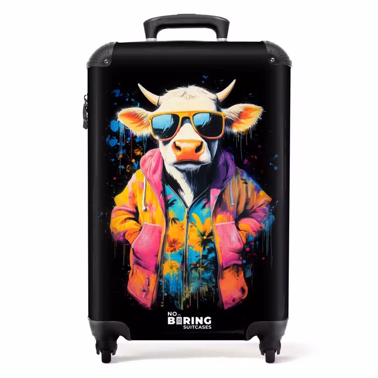 Valise - Taureau avec manteau et lunettes de soleil — 1