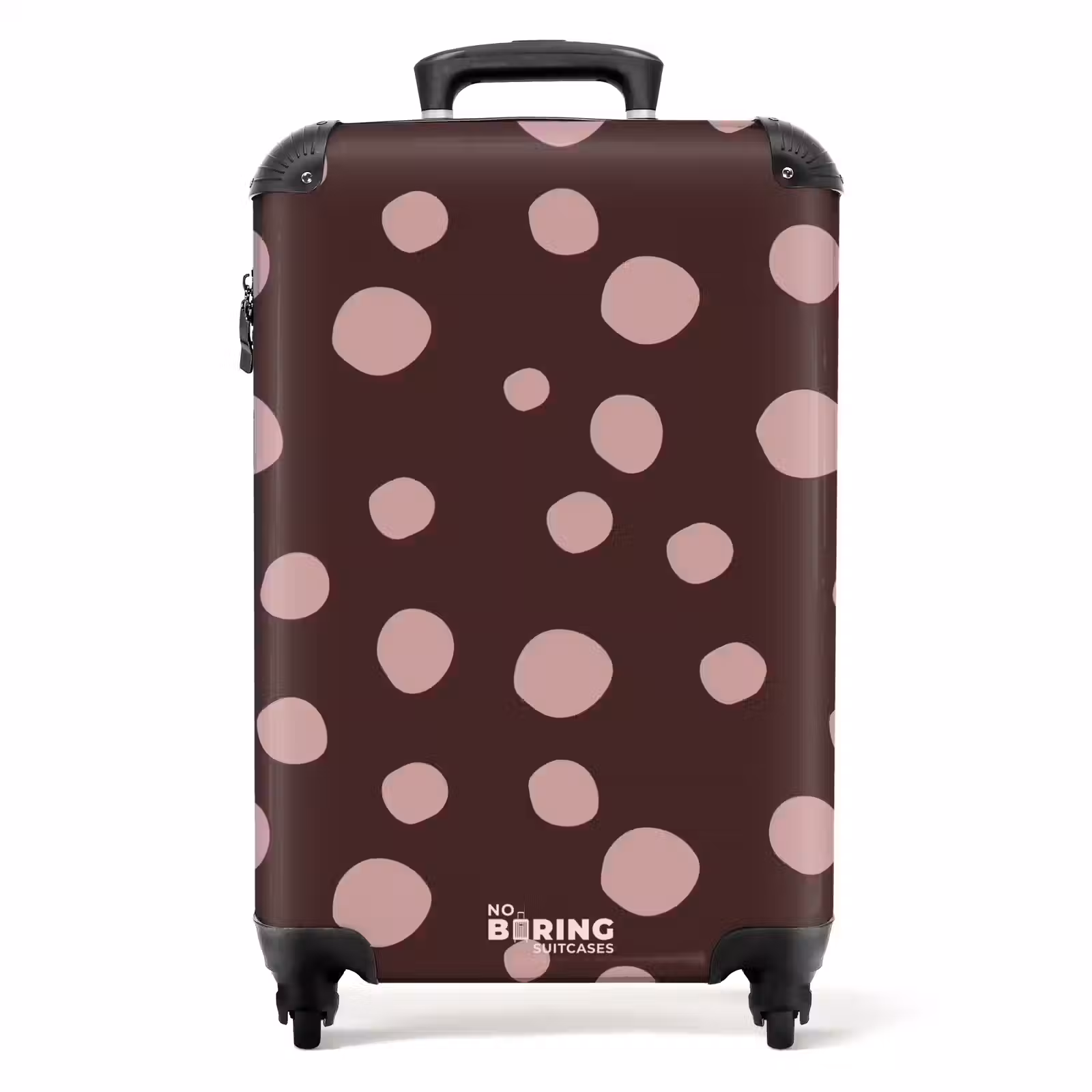 Valise - Fond brun foncé avec des points roses — 1