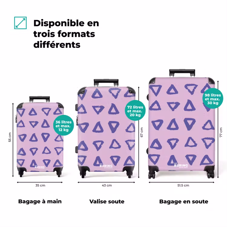 Valise - Bleu, contour triangulaire sur fond rose lavande — 3