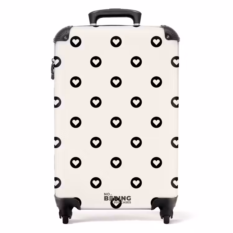 Valise - Cercle de cœurs de la Saint-Valentin noir et blanc — 1