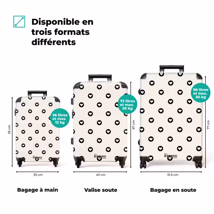 Valise - Cercle de cœurs de la Saint-Valentin noir et blanc — 3