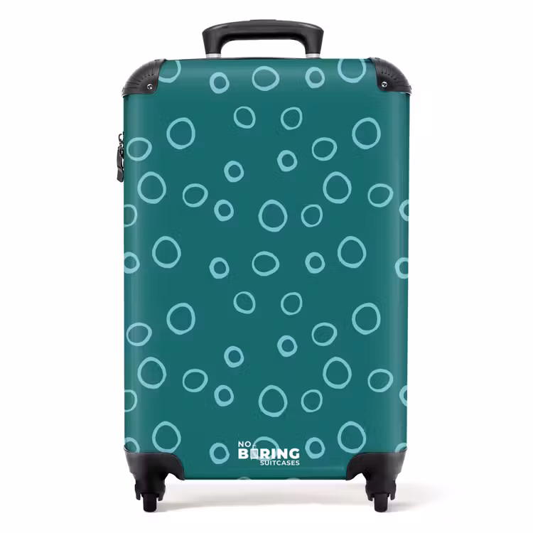 Valise -  Cercles bleu clair sur fond vert foncé — 1