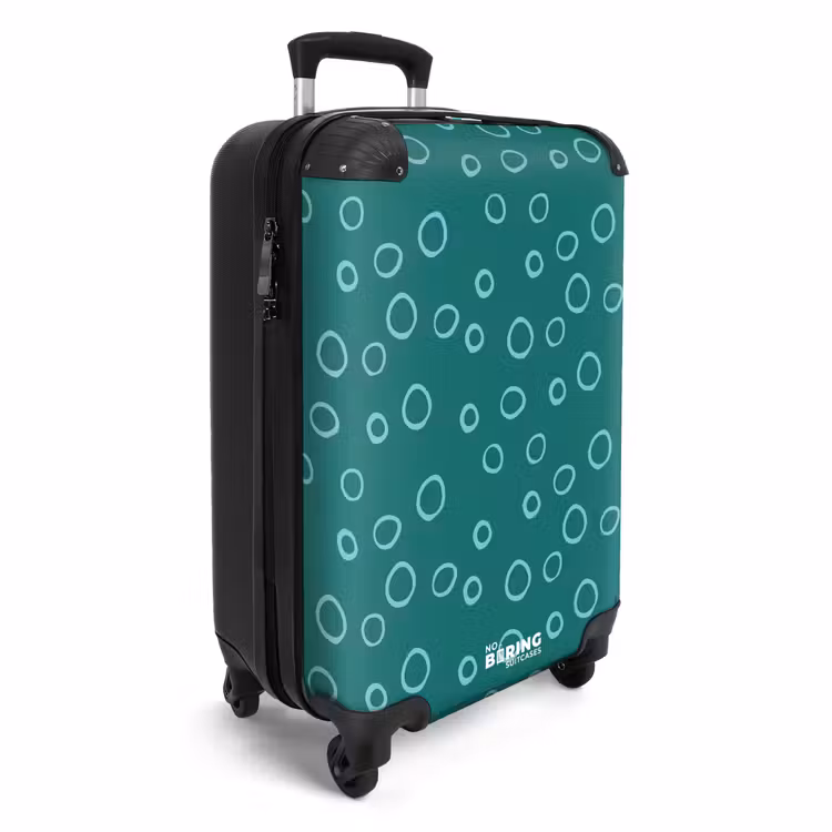 Valise -  Cercles bleu clair sur fond vert foncé — 2