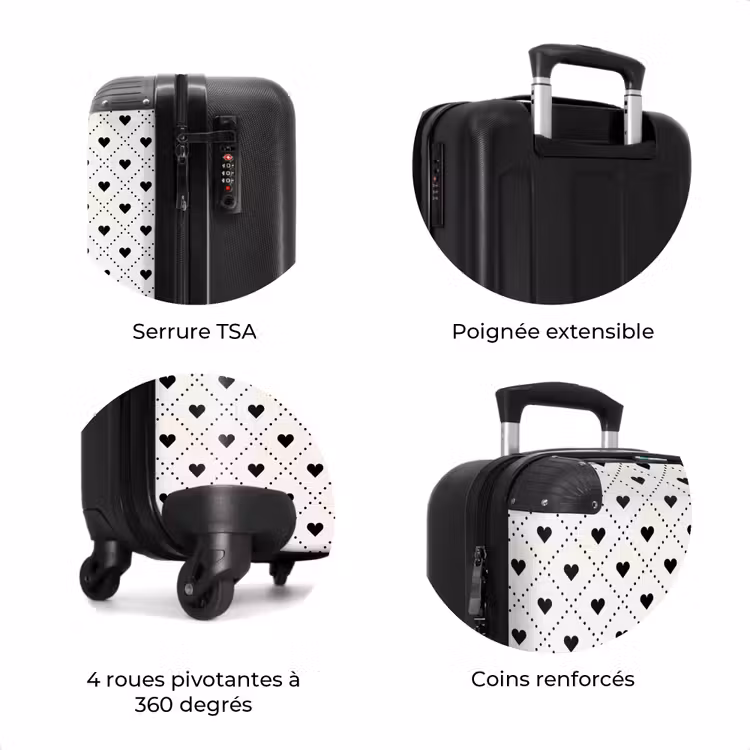Valise - Coeurs de la Saint-Valentin à carreaux noir et blanc — 8