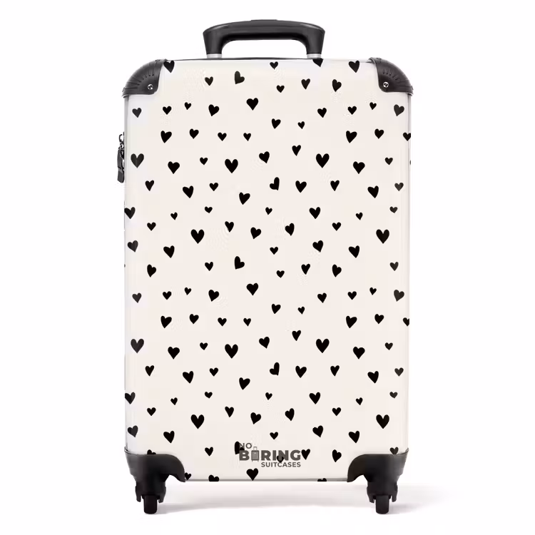 Valise - Coeurs de la Saint-Valentin à motifs dispersés noir — 1