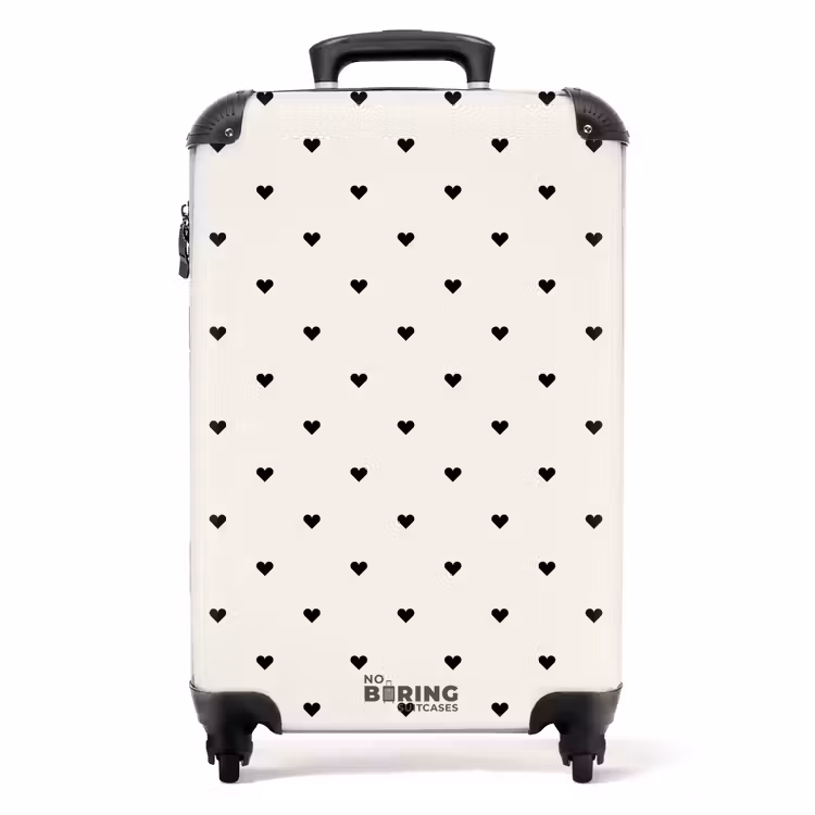 Valise - Cœurs de la Saint-Valentin motif de rangées noir — 1