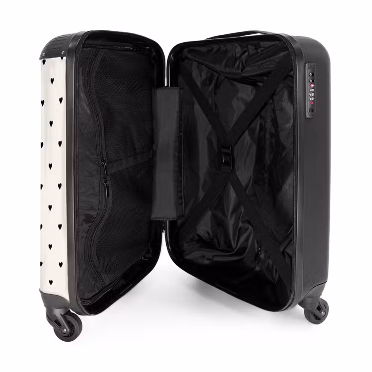 Valise - Cœurs de la Saint-Valentin motif de rangées noir — 5