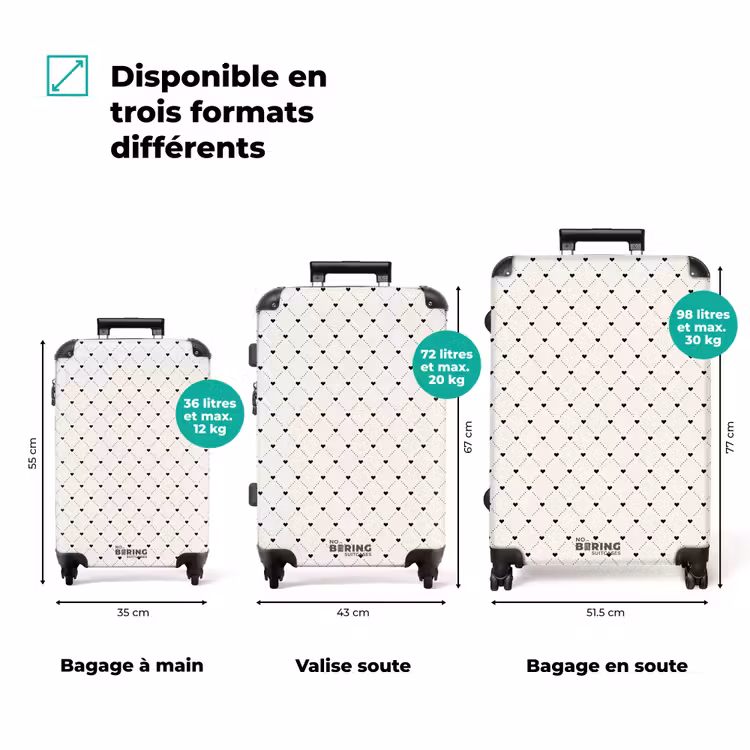 Valise - Coeurs de la Saint-Valentin motif diamant pois — 3
