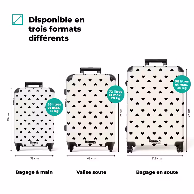 Valise - Coeurs de Saint Valentin en losange noir — 3