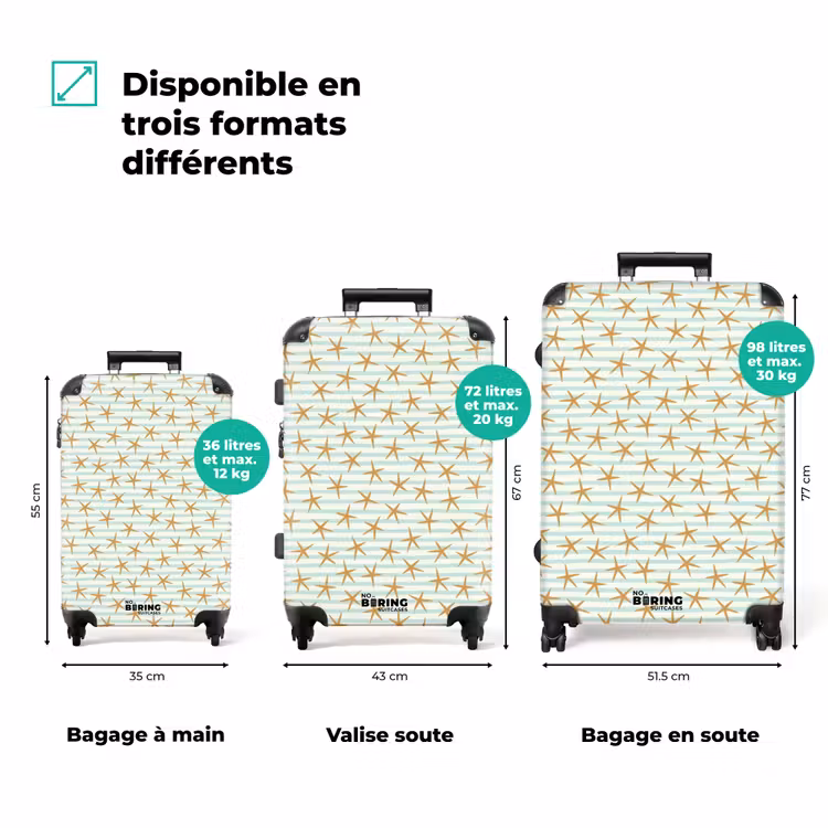 Valise - Étoile de mer avec motif à rayures bleu — 3