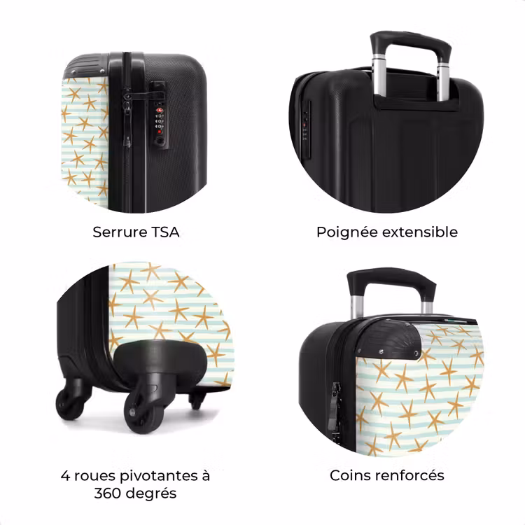 Valise - Étoile de mer avec motif à rayures bleu — 8