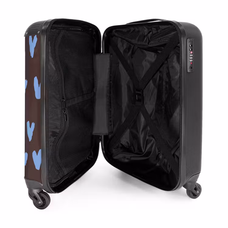 Valise - Fond brun foncé avec des formes en forme de cœur — 5