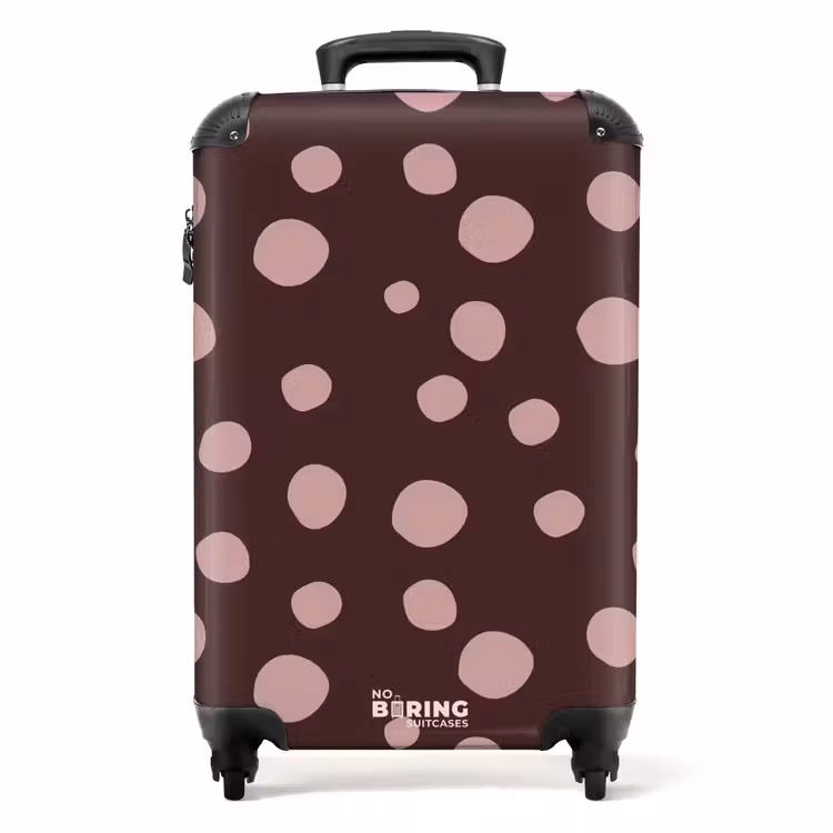 Valise - Fond brun foncé avec des points roses — 1
